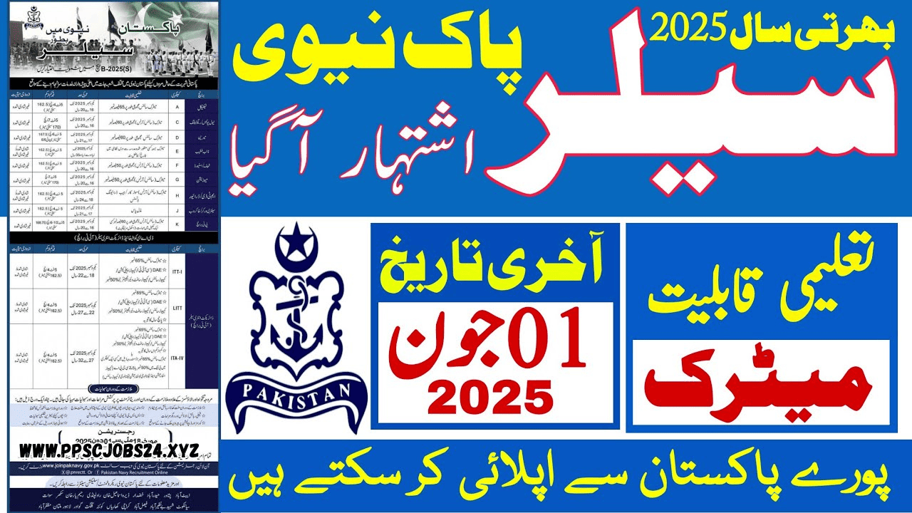 Latest Pakistan Navy Sailor Jobs 2025 Online Apply