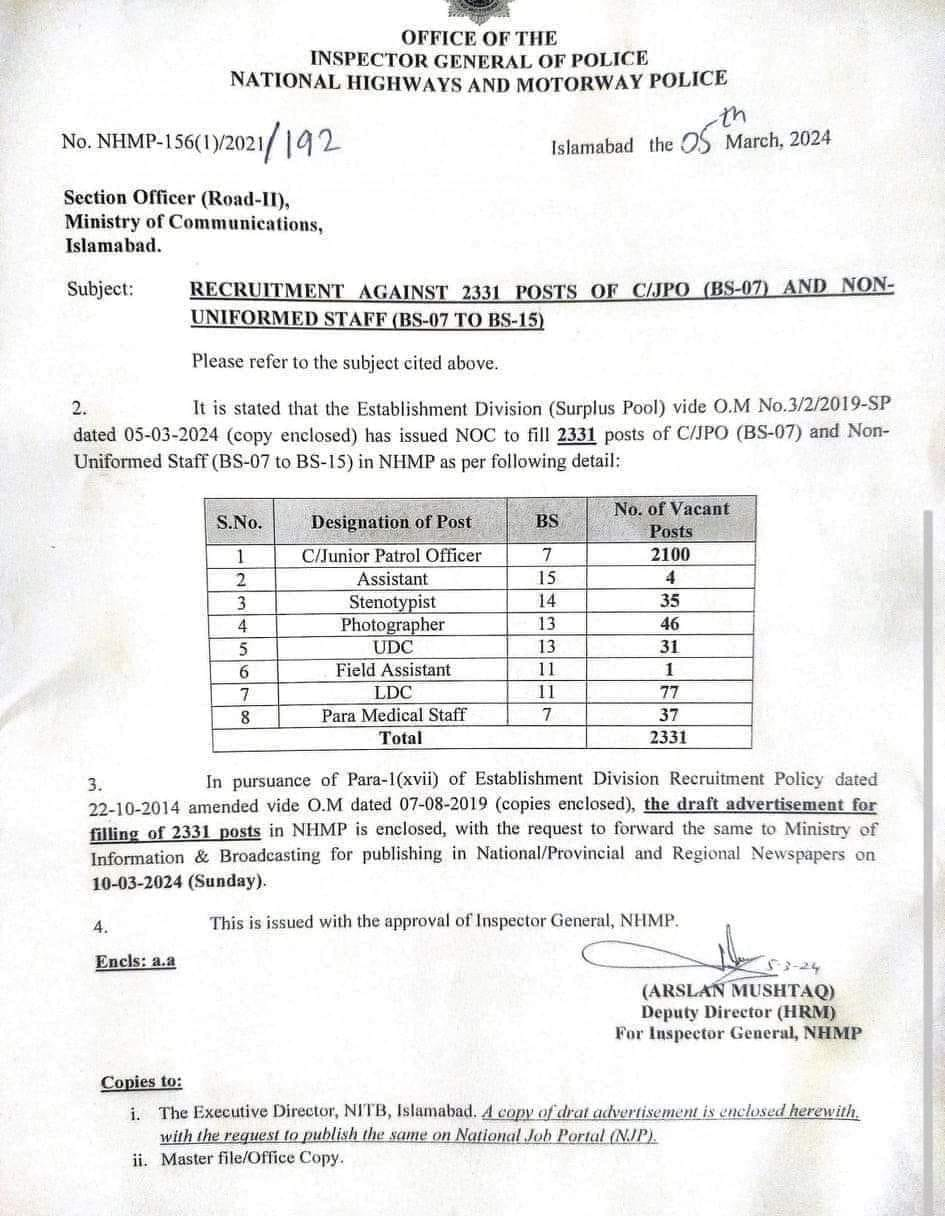 Motorway Police Jobs Advertisement